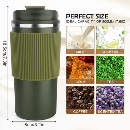 Isolierbecher 450ml auslaufsicher - für Kaffee Tee Wasser, Edelstahl, CS COSDDI