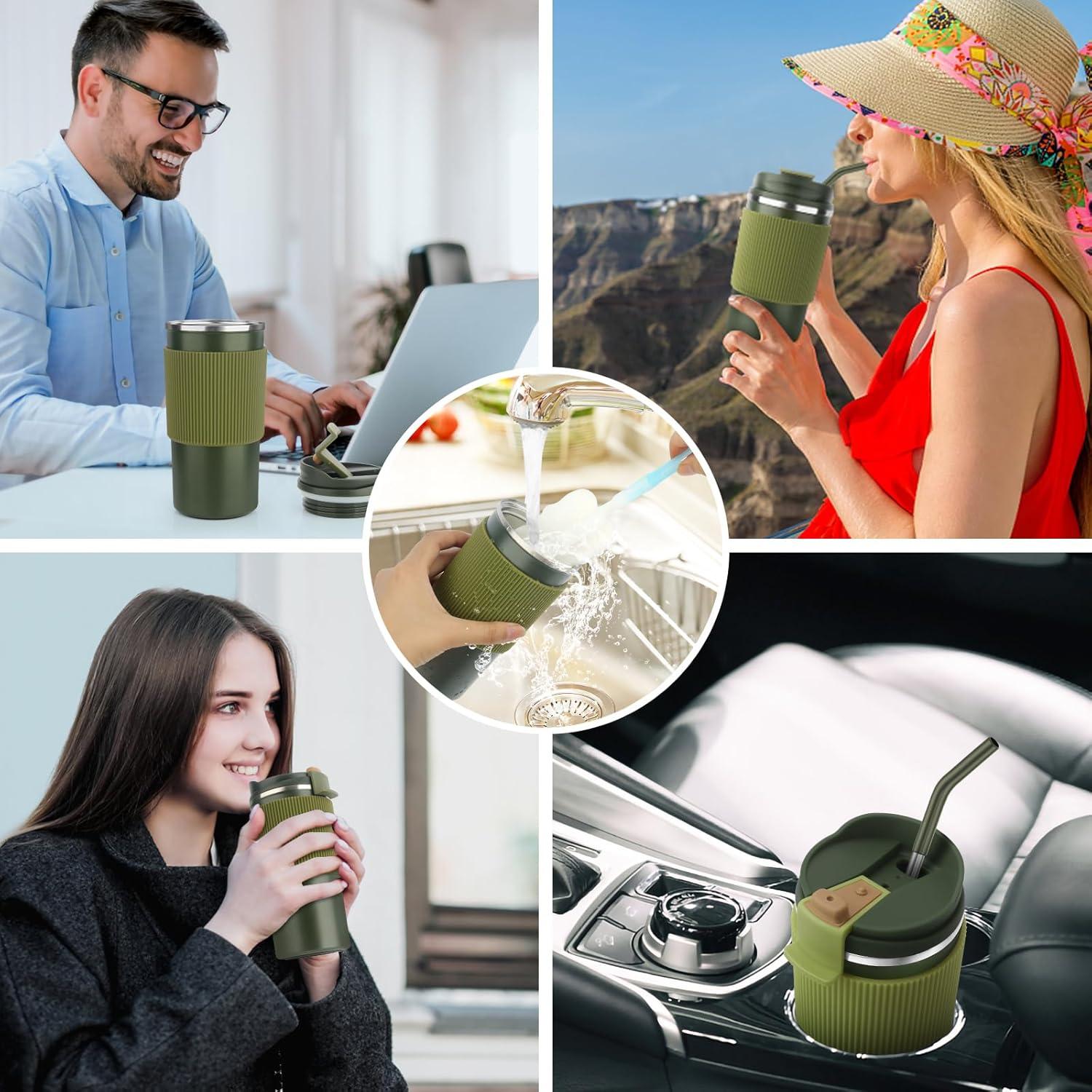 CS COSDDI Thermobecher Isolierbecher Kaffeebecher 450ml Edelstahl Blau
