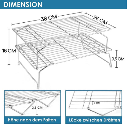 Herogo Edelstahl 2-Stöckiges Kuchengitter 38x26 cm stapelbar