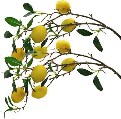 Künstlicher Zitronenzweig 2er Pack Kunststofffrucht 80cm