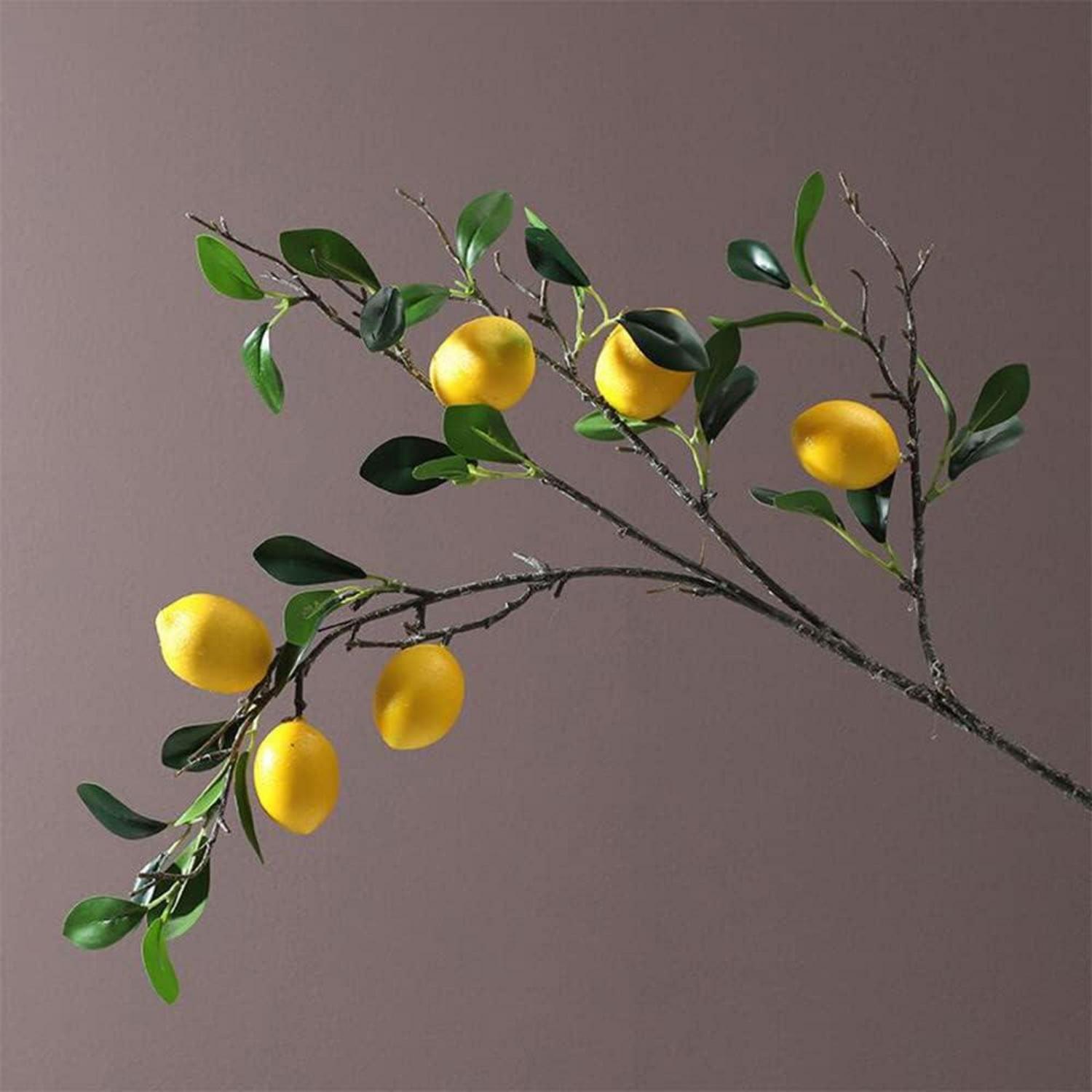 Künstliche Zitronen Zweige Deko Frucht Schaum 80cm (2er