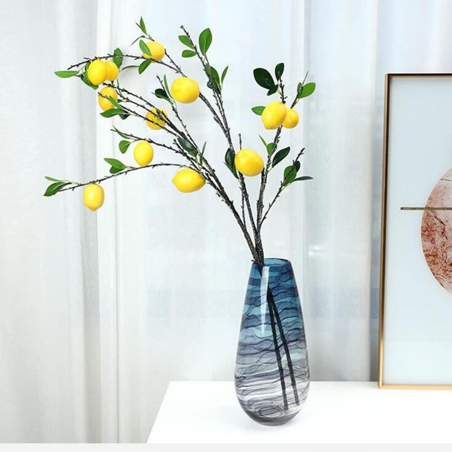 Künstliche Zitronen Zweige Deko Frucht Schaum 80cm (2er