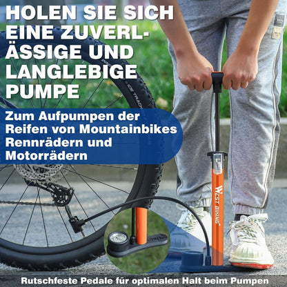 Standluftpumpe Fahrradpumpe für alle Ventile 11 Bar 160 Psi mit Manometer