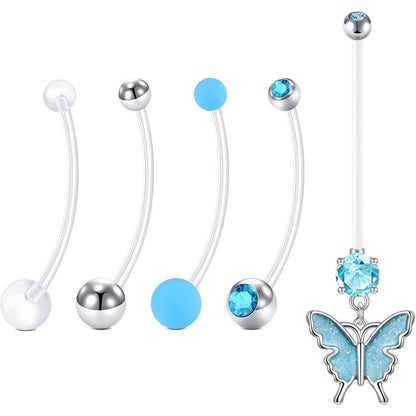 Schwangerschaft Bauchnabelpiercing Set Acryl UV 14Ga 32mm