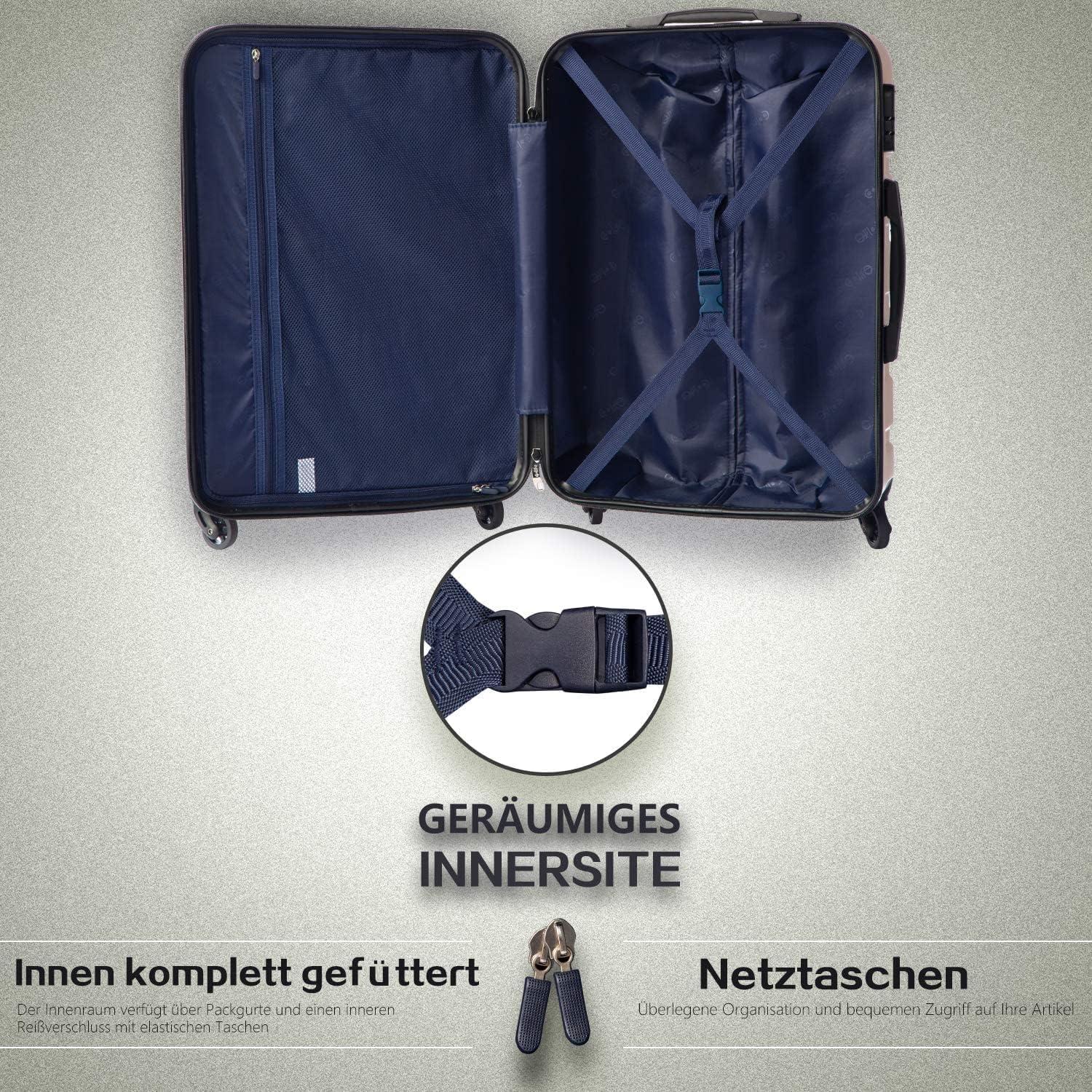 COOLIFE Hartschalen-Koffer Trolley Rollkoffer TSA-Schloss 4 Rollen 77cm