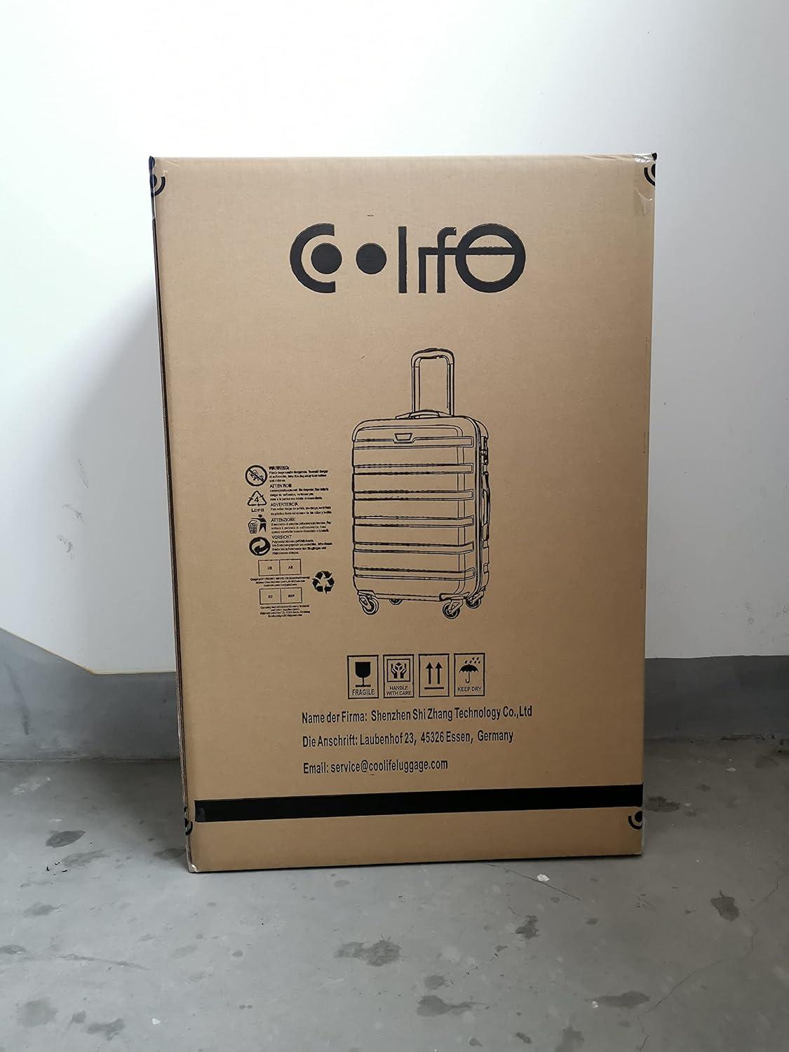 COOLIFE Premium Hartschalenkoffer Trolley Handgepäck Blau Braun