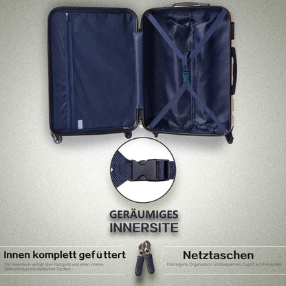 Coolife Hartschalen-Koffer Trolley Rollkoffer Reisekoffer mit TSA-Schloss 4 Rollen