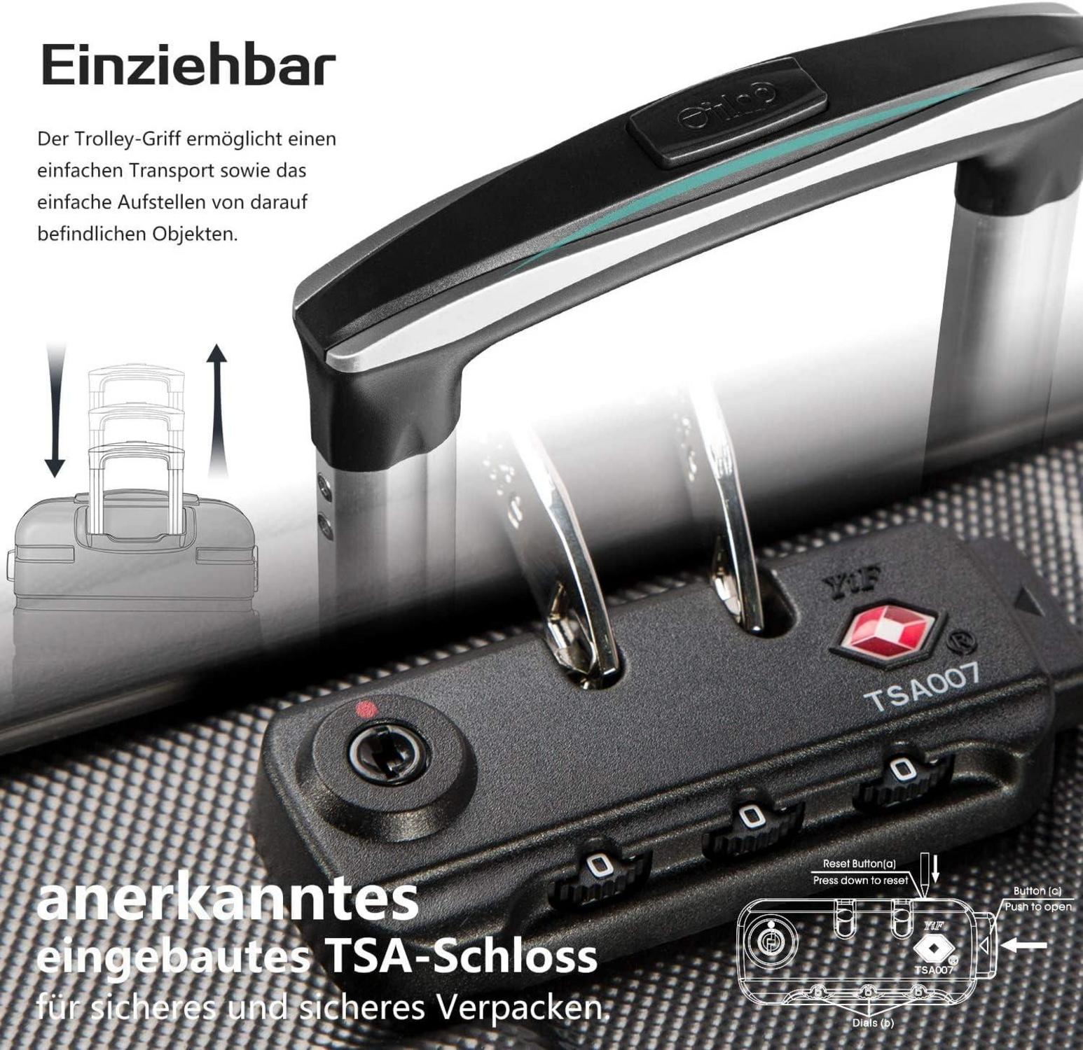 Hartschalen-Koffer Trolley Rollkoffer TSA 4 Rollen Weiß/Braun