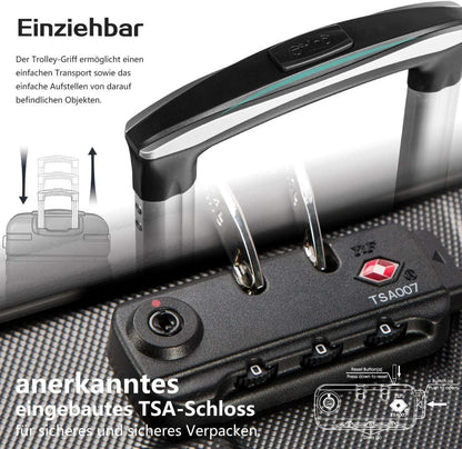 Hartschalen-Koffer Trolley Rollkoffer TSA 4 Rollen Weiß/Braun