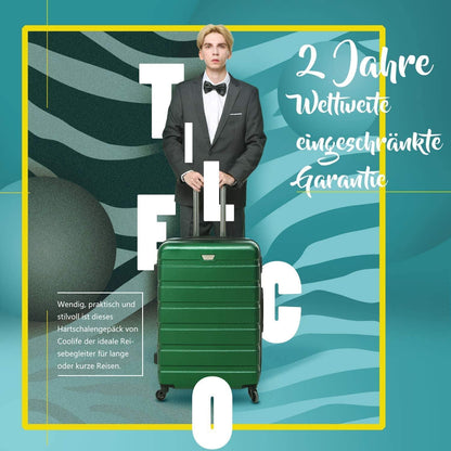 Hartschalen-Koffer Trolley Rollkoffer TSA 4 Rollen Weiß/Braun