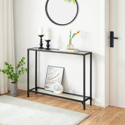 Hoobro Konsolentisch 100cm mit Hartglasplatte Schwarz