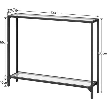 Hoobro Konsolentisch 100cm mit Hartglasplatte Schwarz
