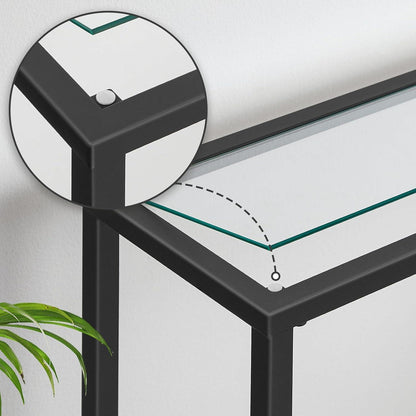 Hoobro Konsolentisch 100cm mit Hartglasplatte Schwarz