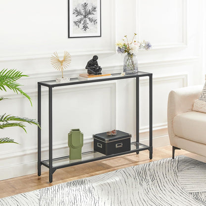 Hoobro Konsolentisch 100cm mit Hartglasplatte Schwarz