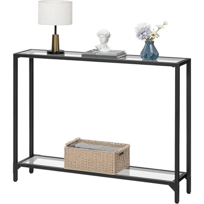 Hoobro Konsolentisch 100cm mit Hartglasplatte Schwarz