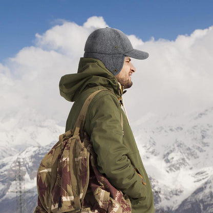 Winter Basecap mit Ohrenklappen Grau, warm gefüttert
