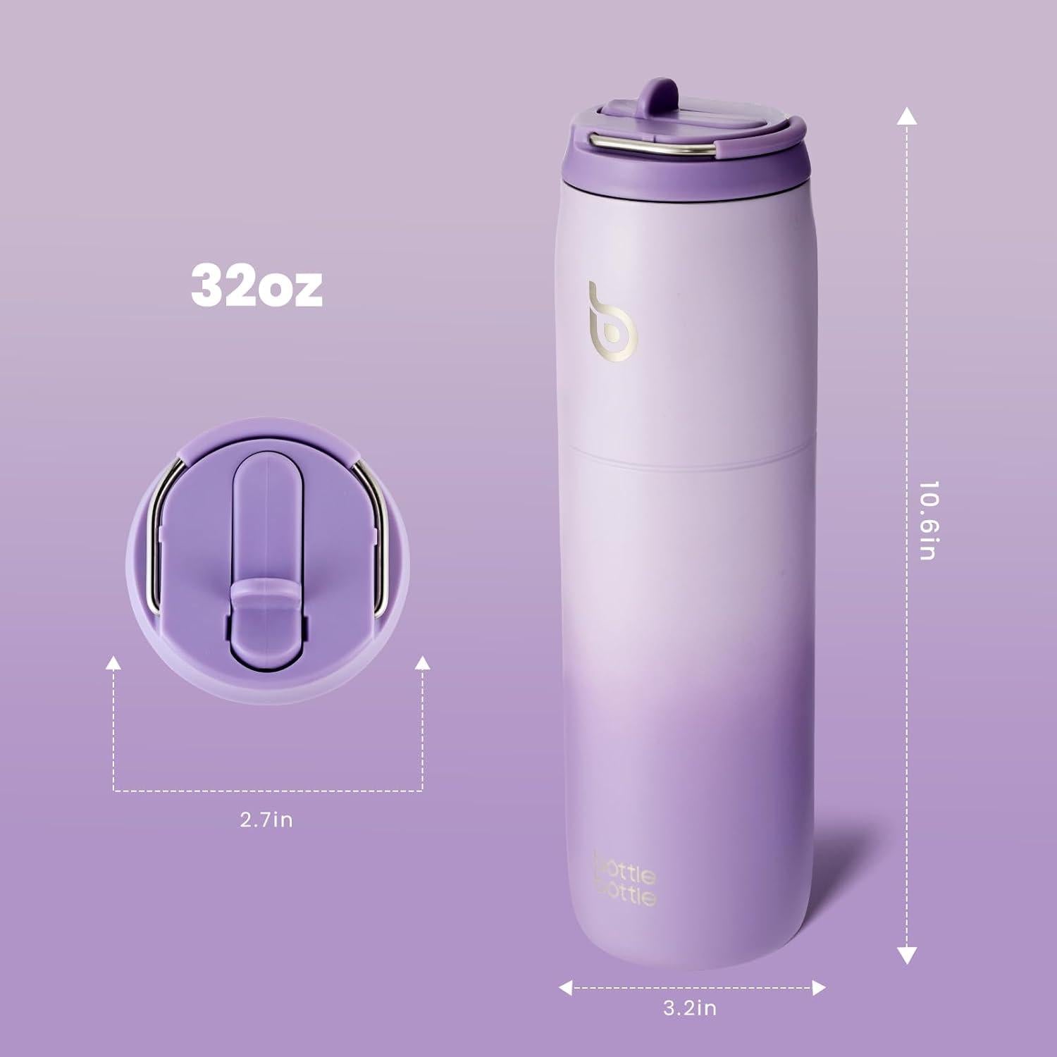 Stainless Steel Vacuum Insulated Water Bottle with Straw and Lid 32oz