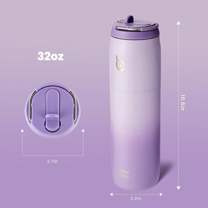 Stainless Steel Vacuum Insulated Water Bottle with Straw and Lid 32oz