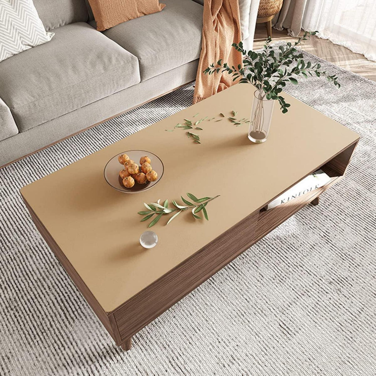 PU Tischdecke wasserdicht 90x180cm Khaki | Tischfolie Schutzmatte