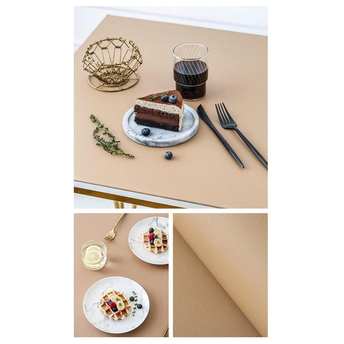 PU Tischdecke wasserdicht 90x160cm Khaki | Tischfolie Schutzmatte