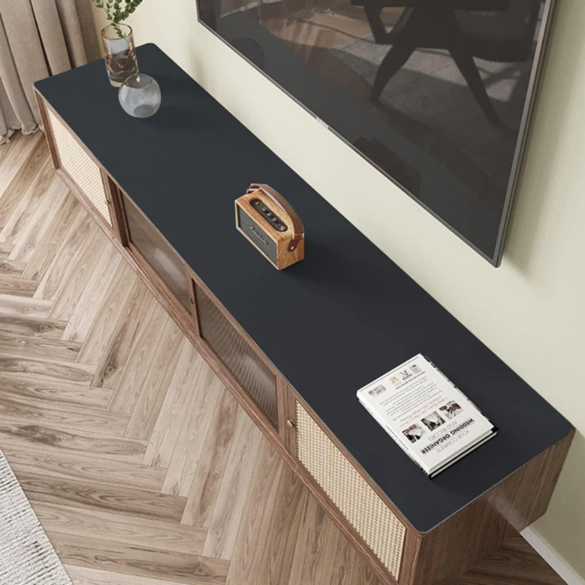 Wasserdichte PU Tischdecke 80x200cm Schwarz – Schutzfolie für Tisch