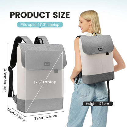 Damen Laptop Rucksack 17 Zoll Wasserdicht Beige Grau