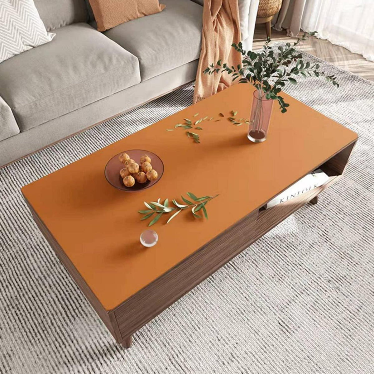 PU Tischdecke wasserdicht orange 80x200 cm | Tischfolie Schutzmatte