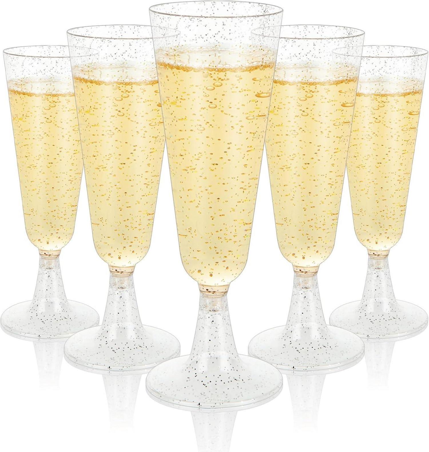 100er Set Plastik Sektgläser 160ml Mehrweg Transparent