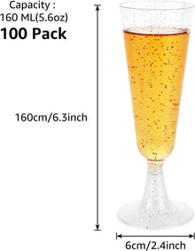 100er Set Plastik Sektgläser 160ml BPA-frei Transparent