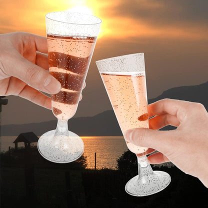 100er Set Plastik Sektgläser 160ml Mehrweg Transparent