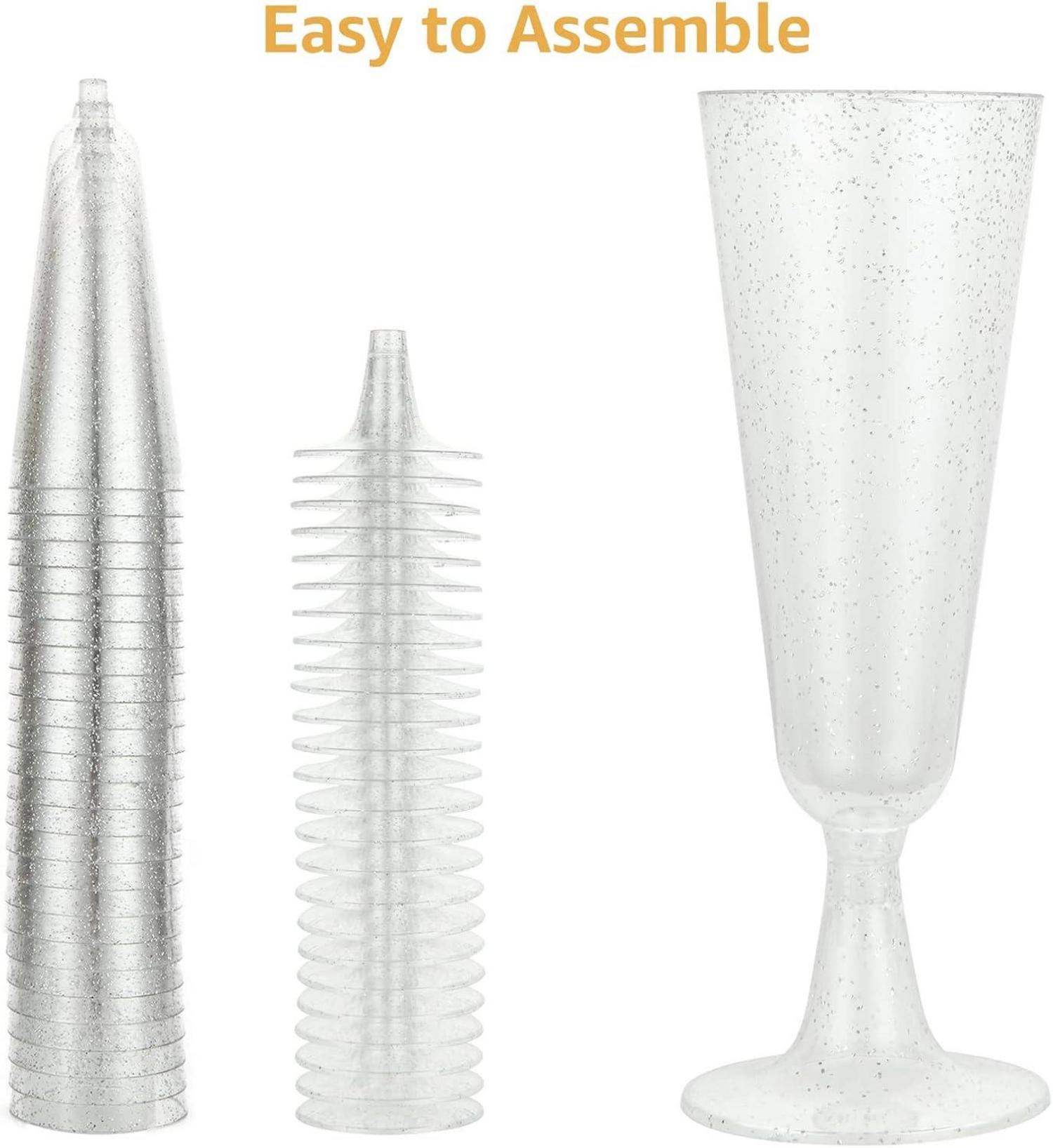 100er Set Plastik Sektgläser 160ml Transparent für Hochzeiten und Partys