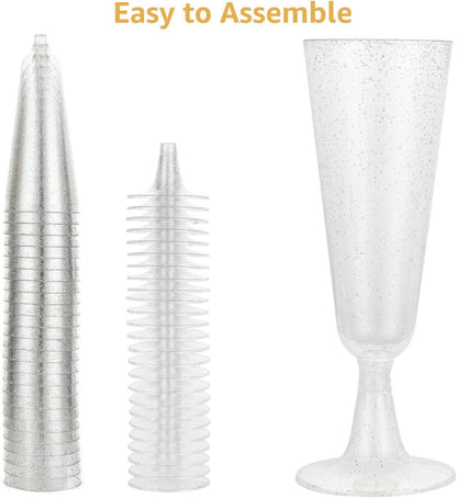 100er Set Plastik Sektgläser 160ml Transparent für Hochzeiten und Partys