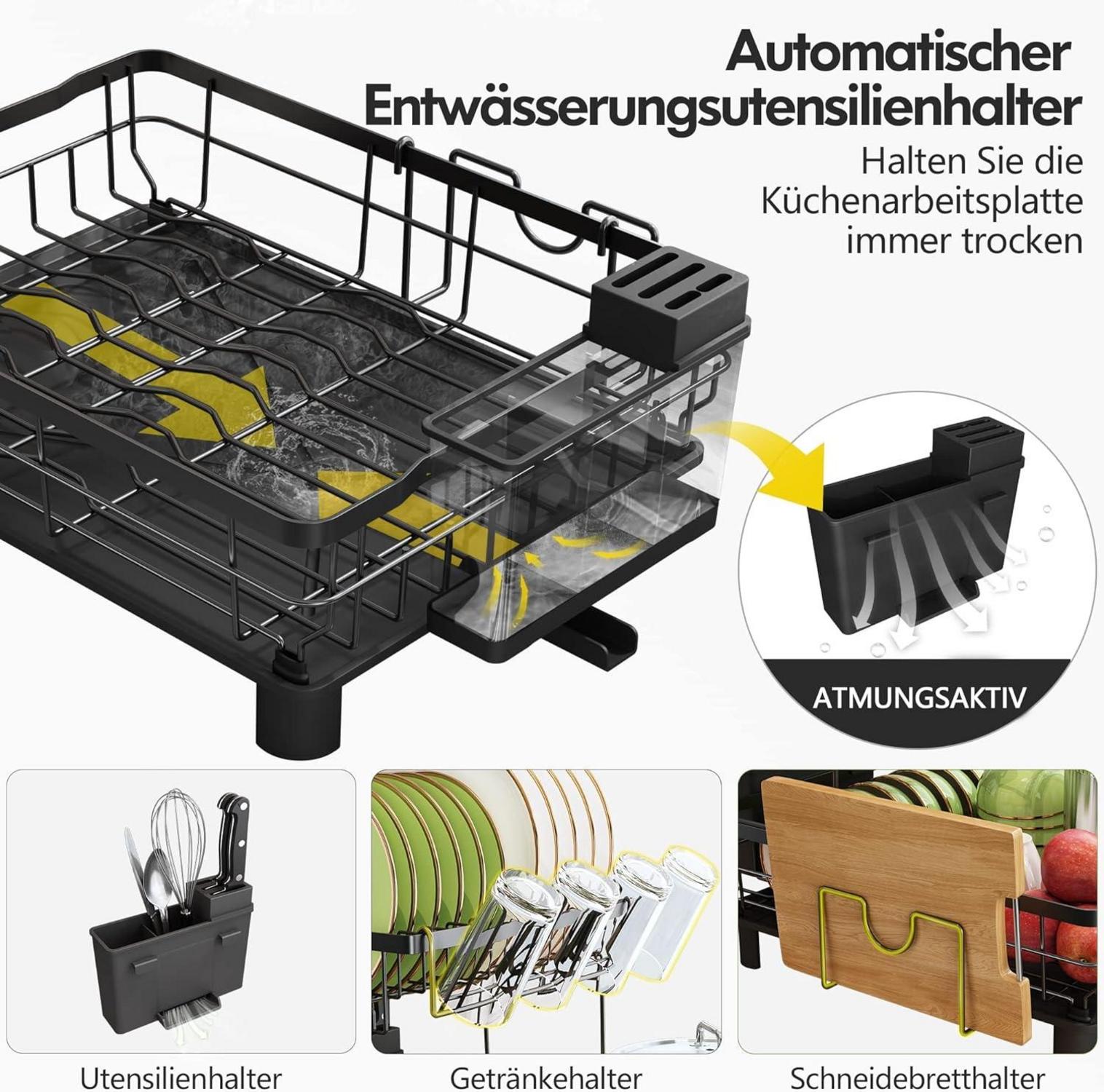 Abtropfgestell Geschirr Edelstahl 2-stufig Getränkehalter