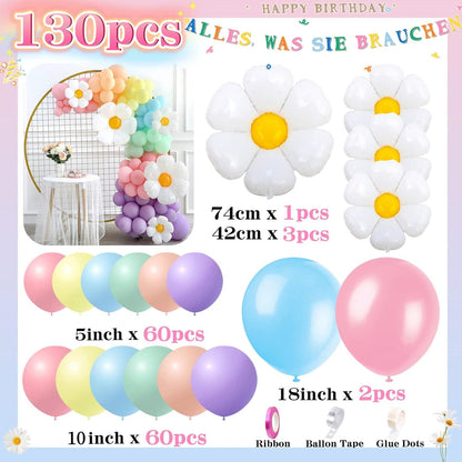 Daidle Luftballon Girlande mit Gänseblümchen Folienballons Party Deko für Mädchen