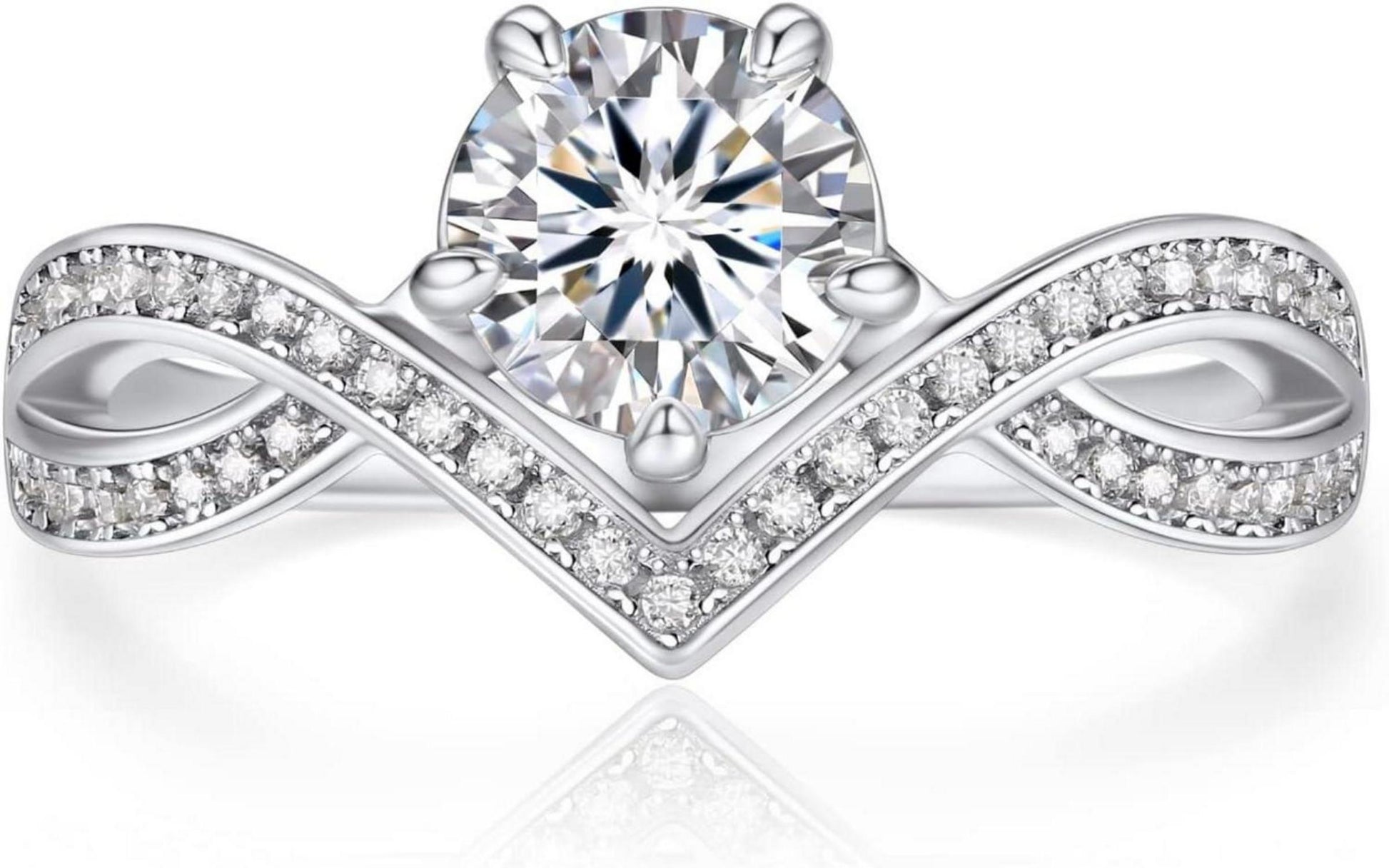 Moissanite Verlobungsring Silber 925 Kronenform Valentinstag Geschenk