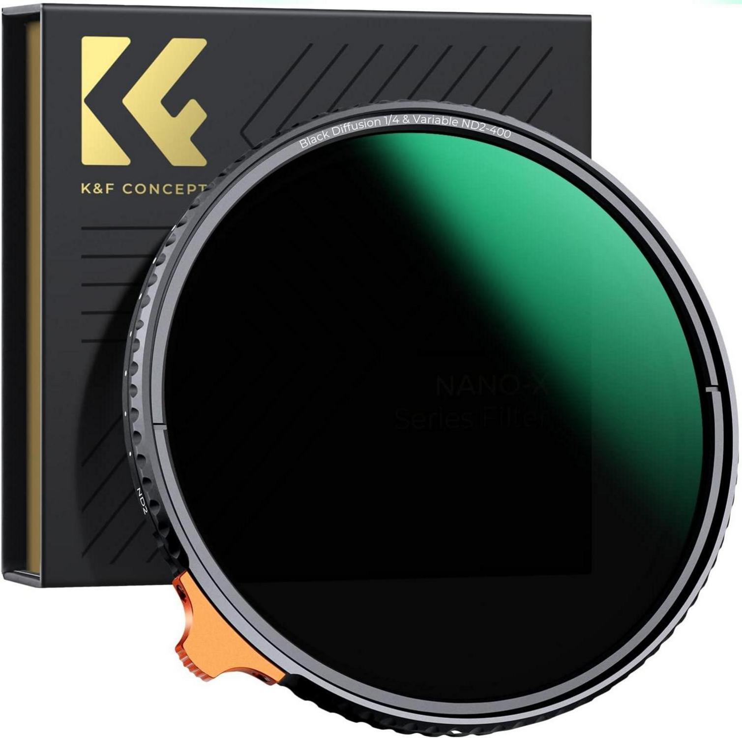 58mm Schwarz-Mist 1/4 & ND2-ND400 2-in-1 Multifunktionaler Filter