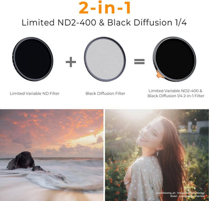 55mm Black-Mist 1/4&ND2-ND400 ND Filter multifunktionaler