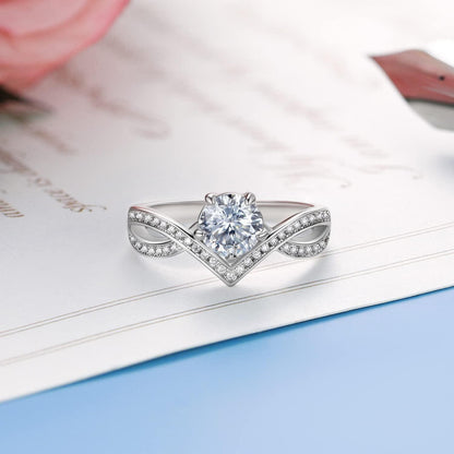 Moissanite Verlobungsring Damen 1 Karat Silber 925 Kronenform inkl. Geschenkbox