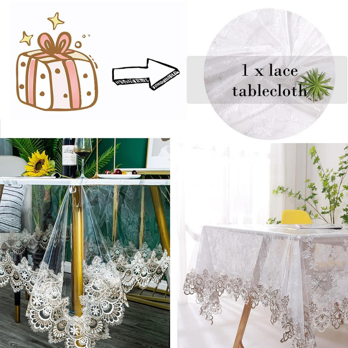 Klare Vinyl Tischdecke Rechteckig Wasserdicht 150x240 cm Blumen