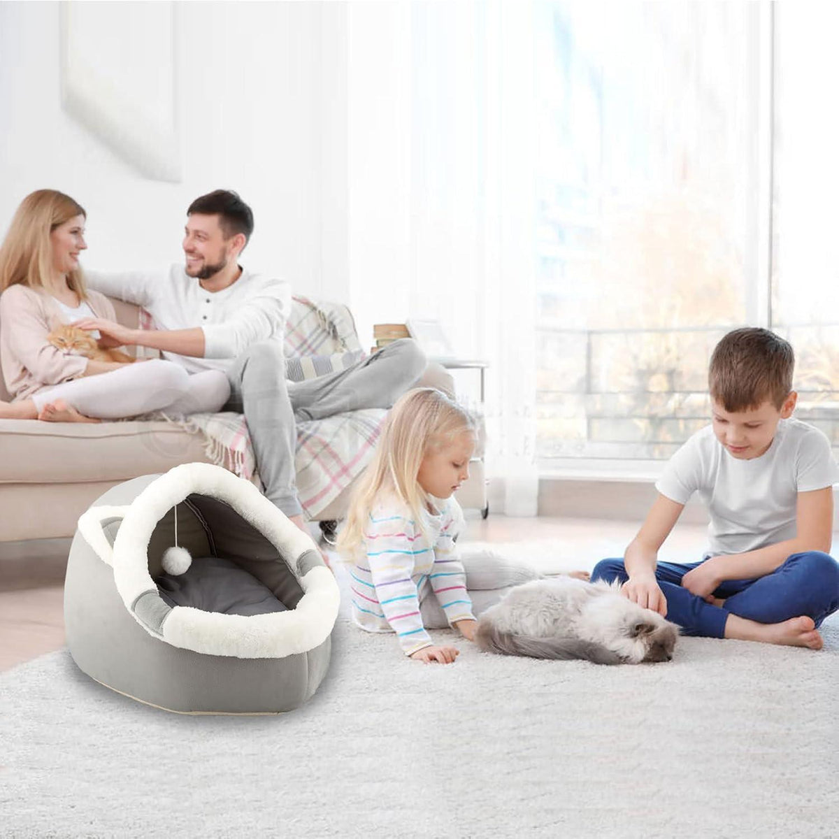Katzenbett mit Kätzchen-Zelt und abnehmbarem Kissen