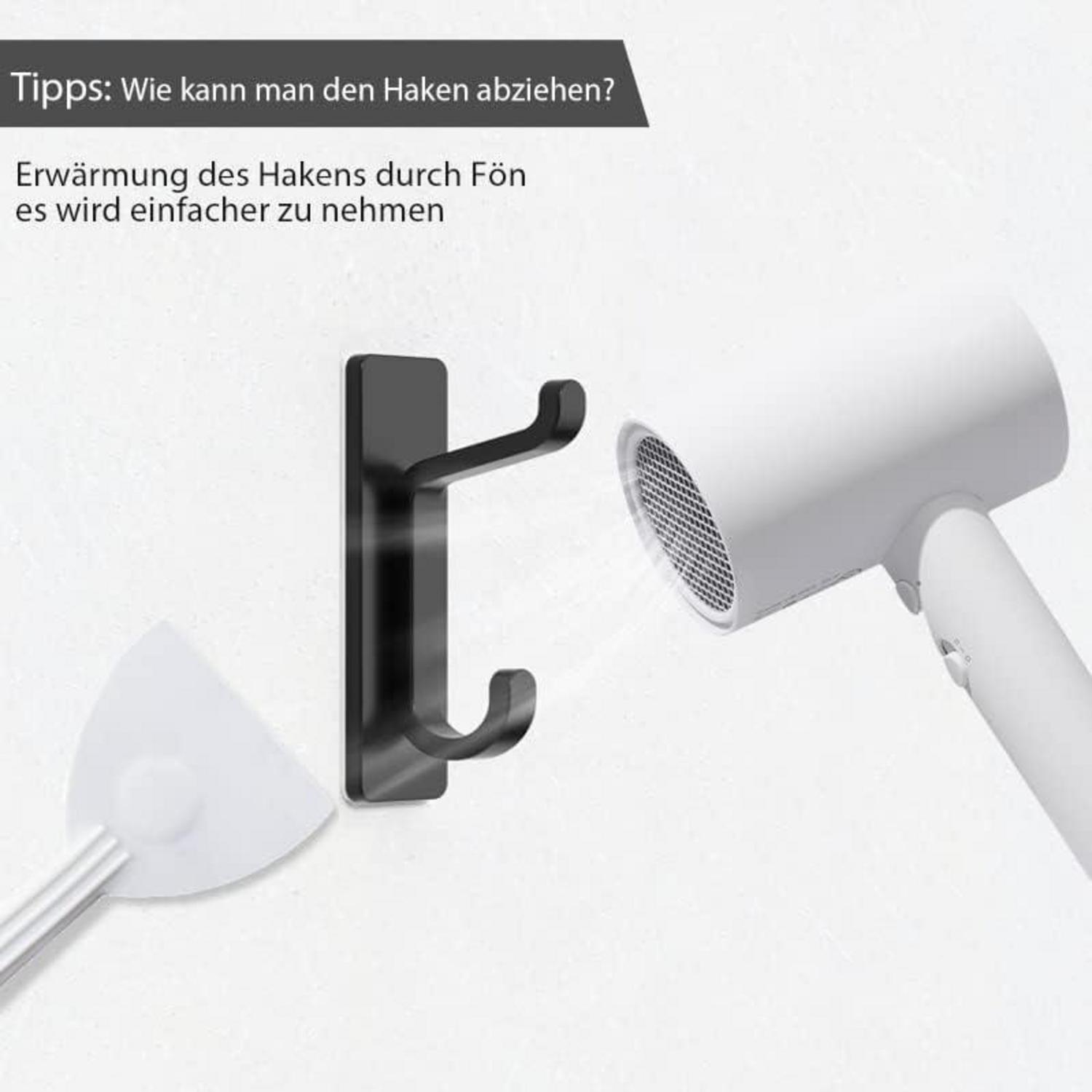 pickpiff Klebehaken Schwarz Matt 6kg Türhaken 4 Stück