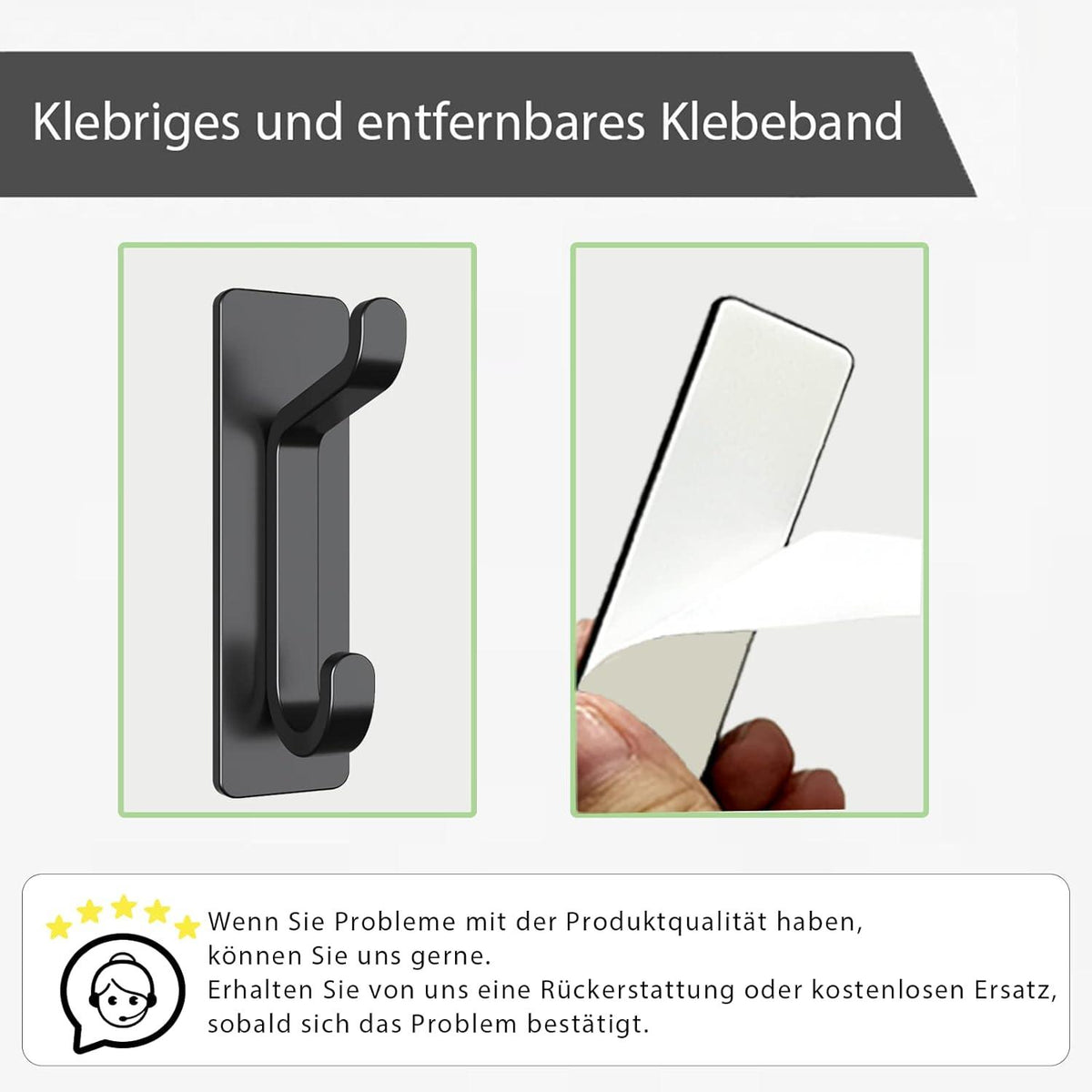 Selbstklebende Klebehaken 6er Set Schwarz Matt Ultra Stark Bis 6kg