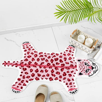 Rutschfeste Badematte Leoparden-Design Rosa - Weich & Kuschelig