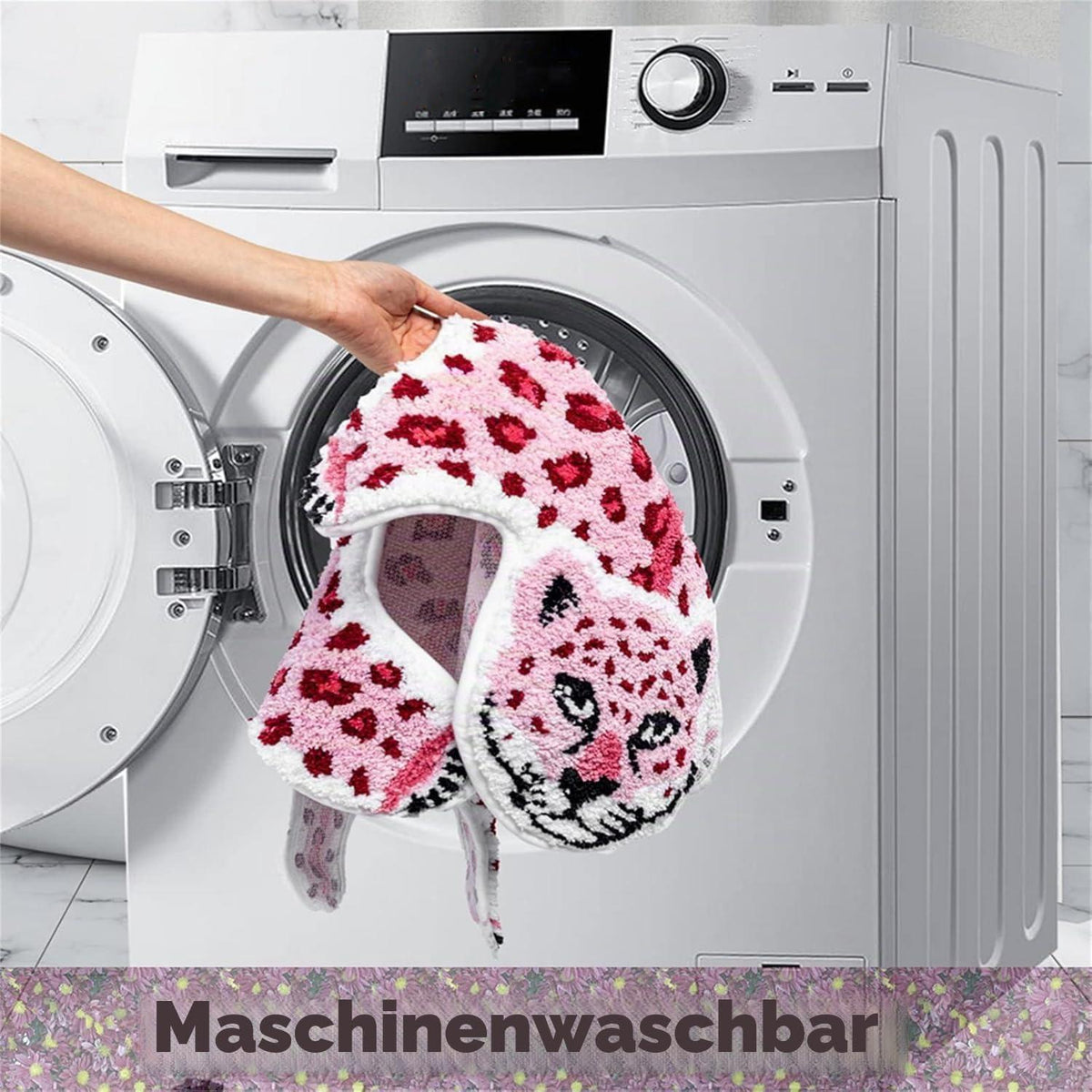 Rutschfeste Badematte Leoparden-Design Rosa - Weich & Kuschelig