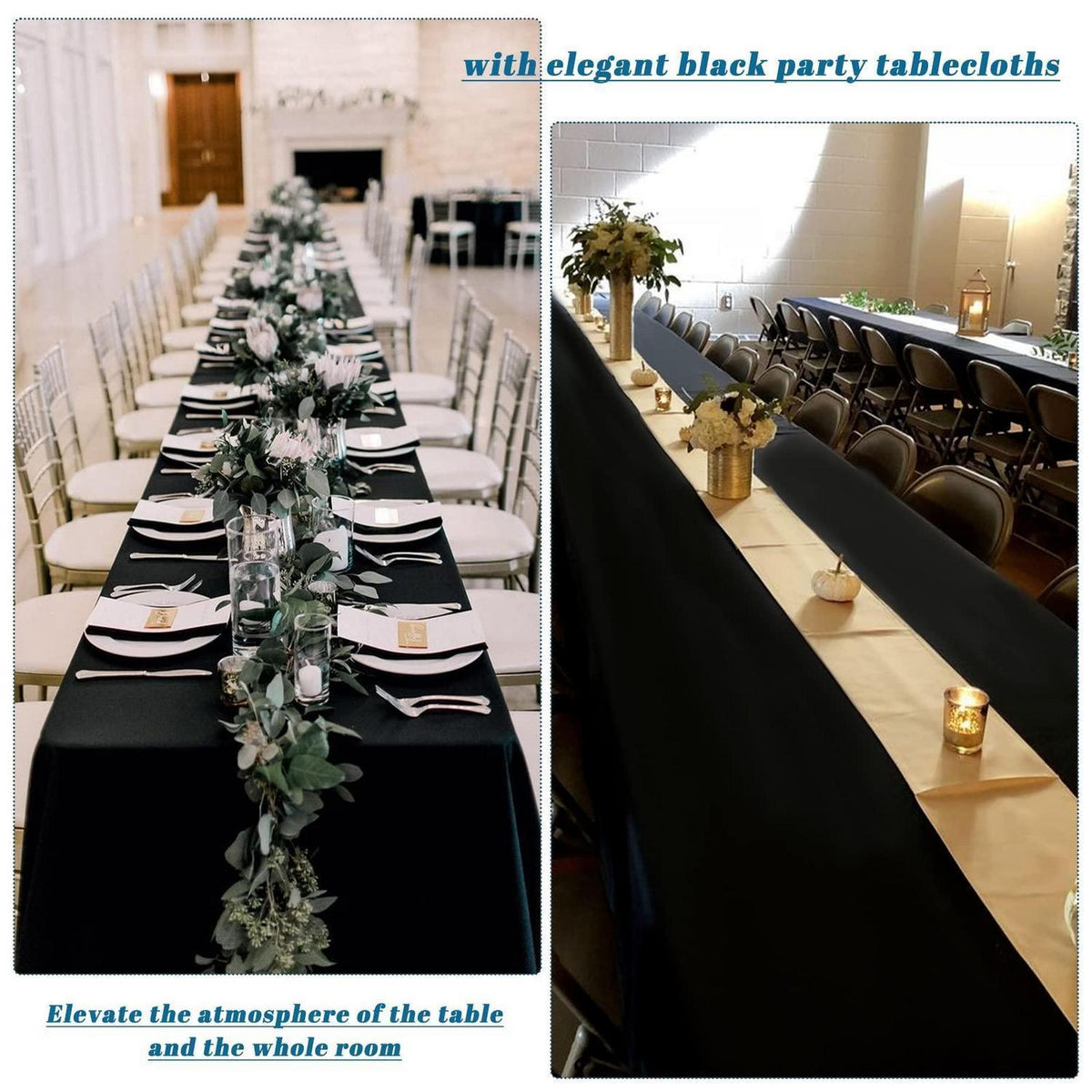 Schwarze Tischdecken 10er-Pack – 2,4m Rechteckig für Party & Hochzeit