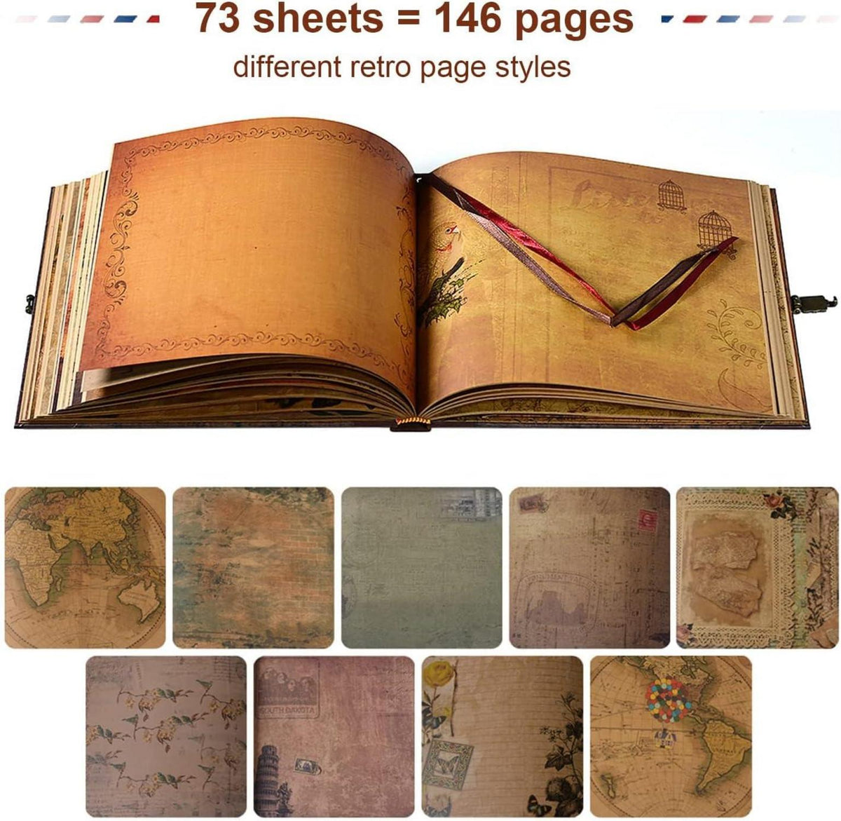 DIY Vintage Travel Scrapbook Album 8.9x7.7 Inch - Geschenk für