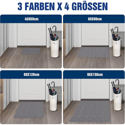 Fußmatte Innen Hellgrau 90x200 cm - Saugfähig & Rutschfest
