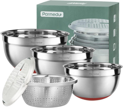 5-in-1 Multifunktionales Edelstahl Rührschüssel-Set Salatschüsseln