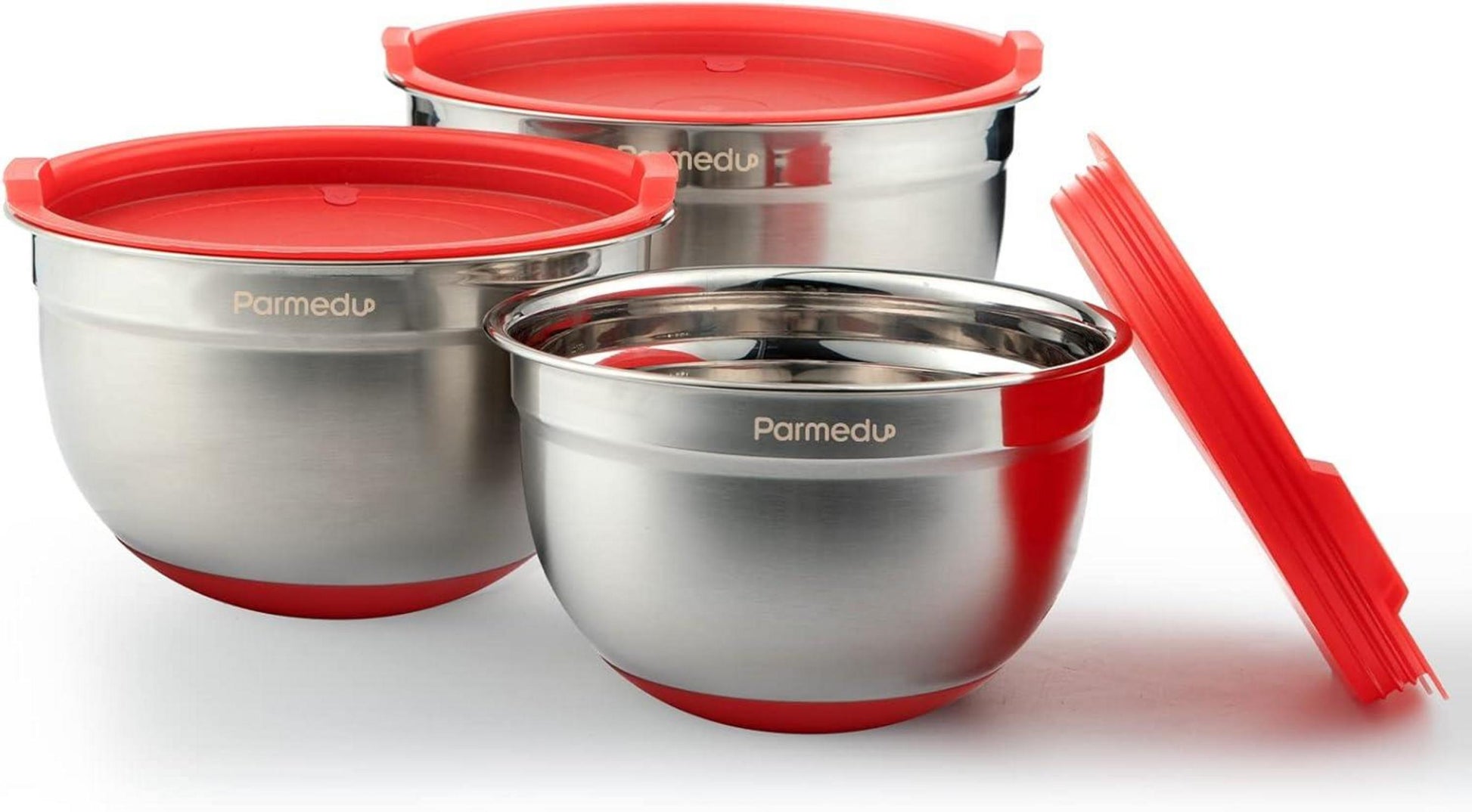 Edelstahl Rührschüssel Set mit Luftdichten Deckeln 2L/1,5L/1L