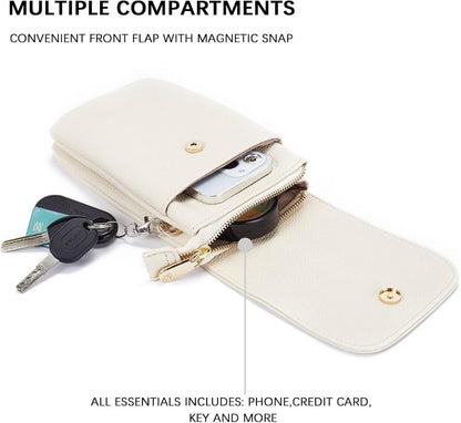 BOSTANTEN Klein Handytasche PU Leder Damen Umhängetasche Beige